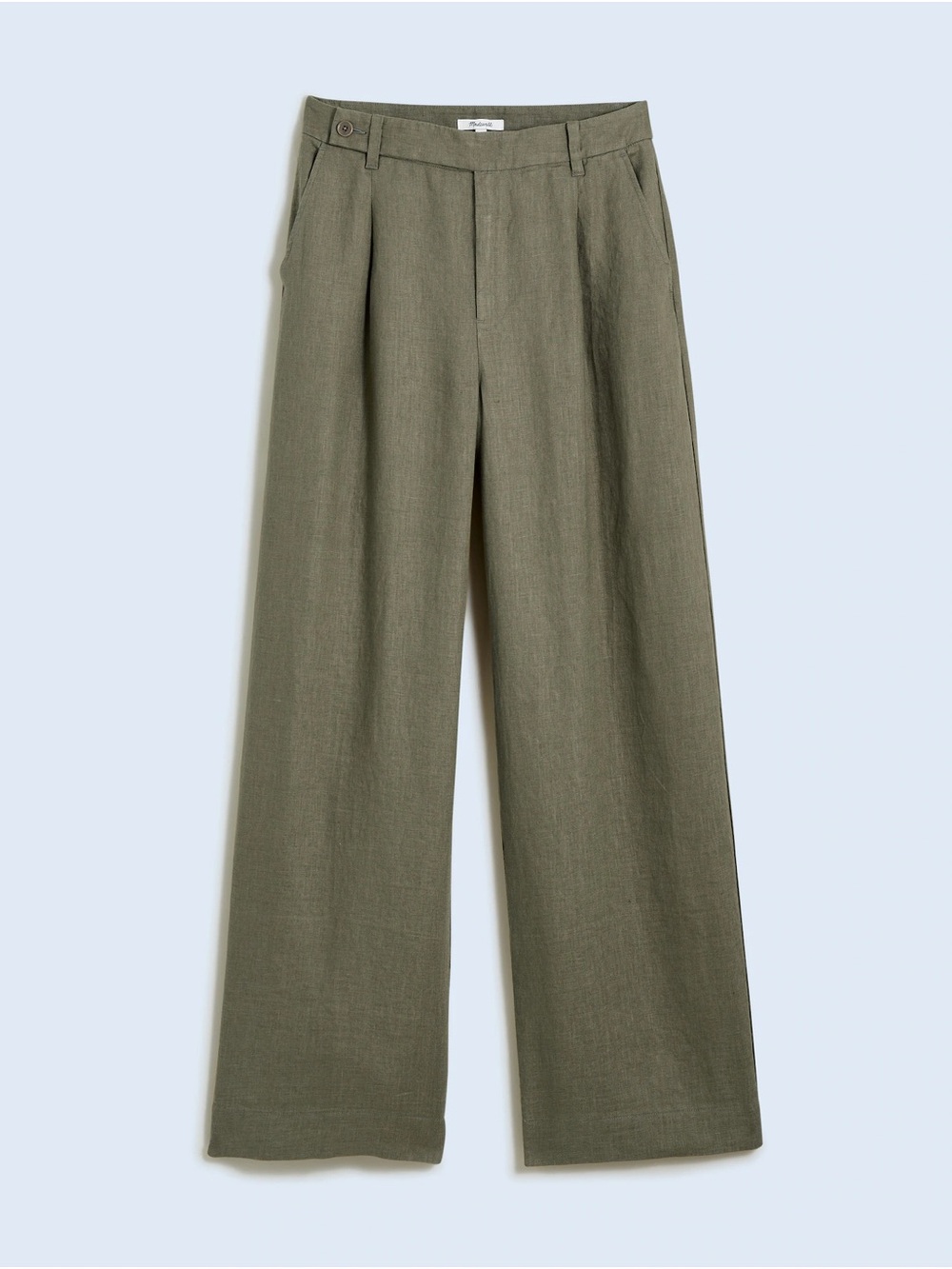 Madewell Harlow Olive Green Wide-Leg Linen Pants, size 6